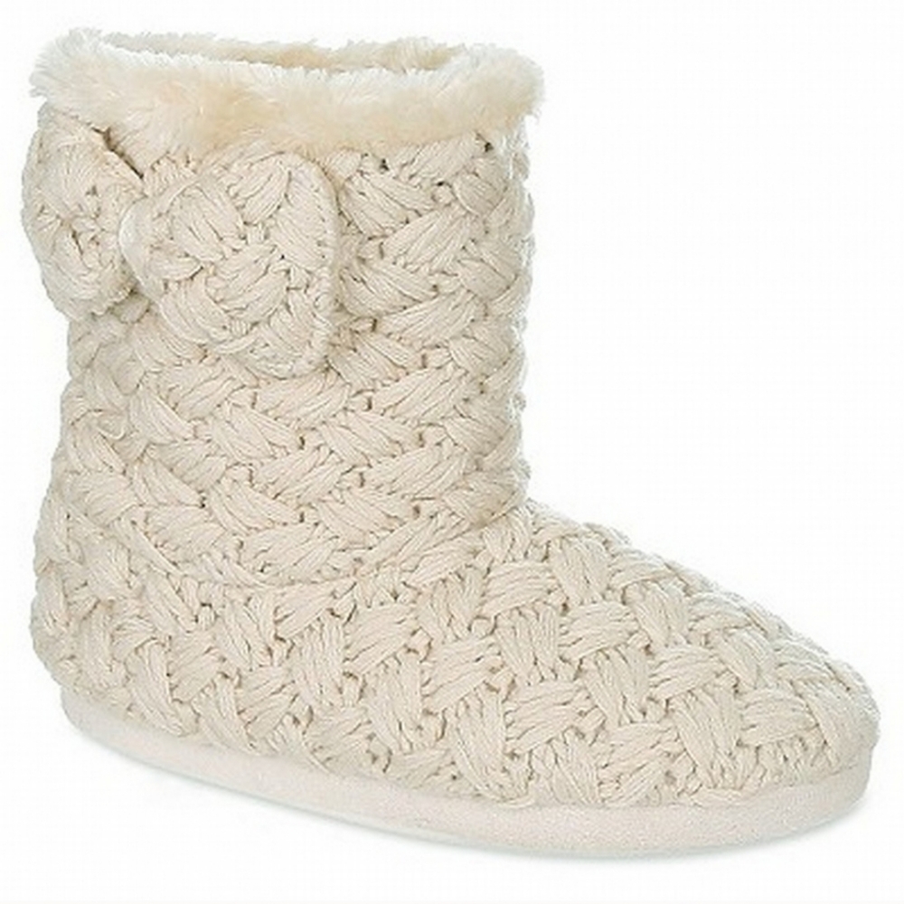 NEW! Capelli Knit Bootie House Slippers, Ivory - XSmall (5/6)